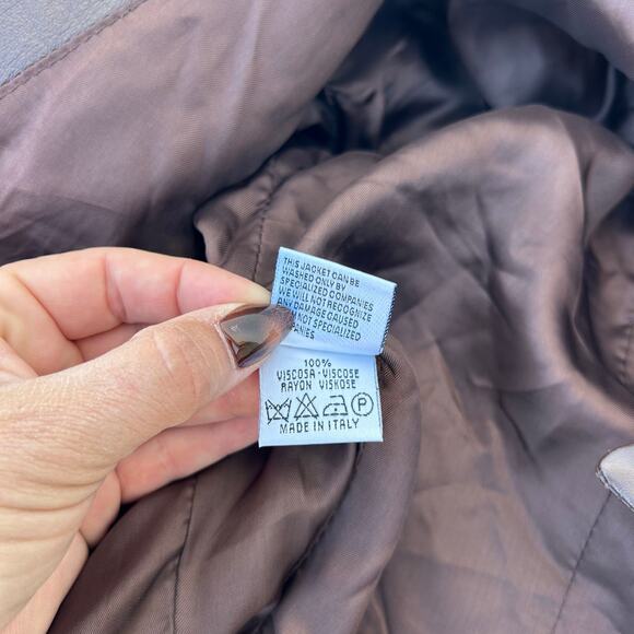 Vintage 90s Y2K Italian Leather Blazer Jacket Chocolate Brown 42 Size 8 Tailored - Picture 11 of 11